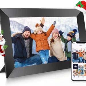 WONNIE 10.1 Inch WiFi Digital Picture Frame with 32GB Memory, 1280x800HD IPS Touch Screen Electronic Photo Frames, Easy Set-up & Use, Instant and Private Photo-Sharing, Send Wishes, Auto-Rotate