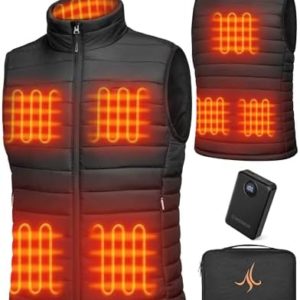 Camoner Heated Vest For Men 7.4V 14400mAh Battery Pack Included,Adjustable Heating,Lights-off Design,Lightweight Heating Vest