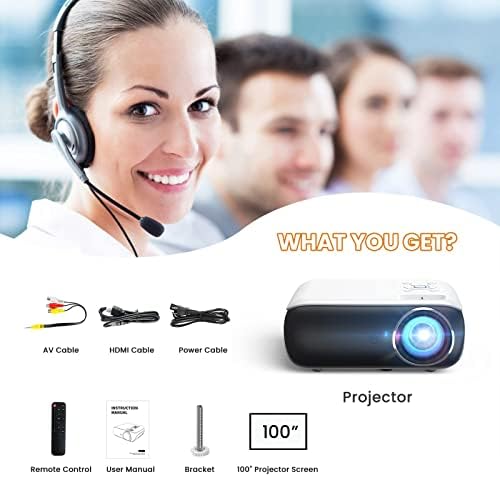 HAPPRUN Projector, Native 1080P Bluetooth Projector with 100''Screen, 9500L Portable Outdoor Movie Projector Compatible with Smartphone, HDMI,USB,AV,Fire Stick, PS5 - Image 8