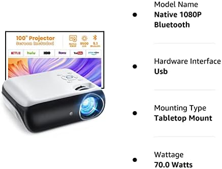 HAPPRUN Projector, Native 1080P Bluetooth Projector with 100''Screen, 9500L Portable Outdoor Movie Projector Compatible with Smartphone, HDMI,USB,AV,Fire Stick, PS5 - Image 9