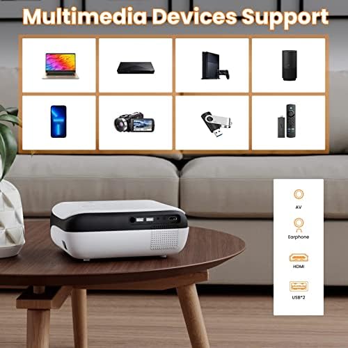 HAPPRUN Projector, Native 1080P Bluetooth Projector with 100''Screen, 9500L Portable Outdoor Movie Projector Compatible with Smartphone, HDMI,USB,AV,Fire Stick, PS5 - Image 7