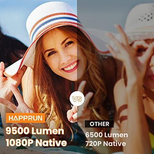 HAPPRUN Projector, Native 1080P Bluetooth Projector with 100''Screen, 9500L Portable Outdoor Movie Projector Compatible with Smartphone, HDMI,USB,AV,Fire Stick, PS5 - Image 2