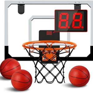 Indoor Mini Basketball Hoop Set with 3 Balls for Kids and Adults - Pro Mini Basketball Hoop for Door & Wall with Complete Basketball Accessories Perfect Christmas Birthday Gifts for Kids Boys Teens