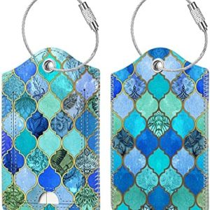 2 Pcs Luggage Tags, Fintie Privacy Cover ID Label with Stainless Steel Loop and Address Card for Travel Bag Suitcase